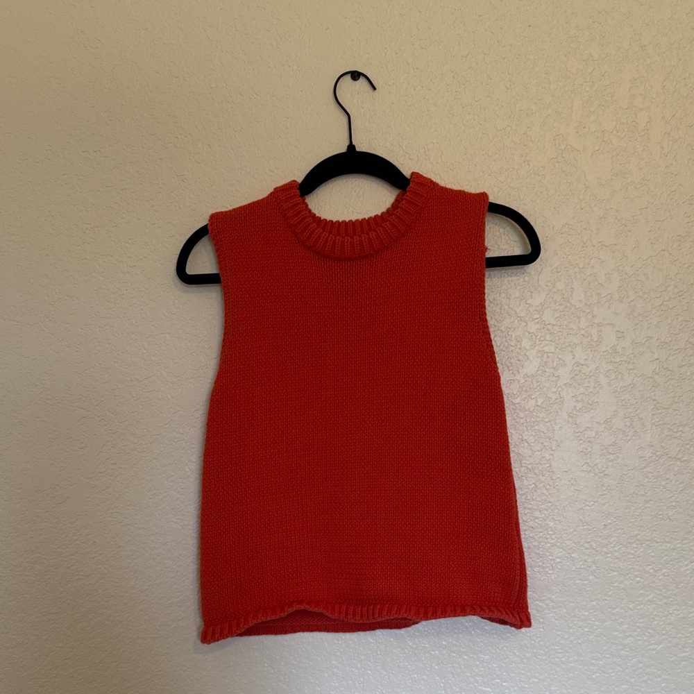 Zara Red/Orange Sleeveless Knit Top